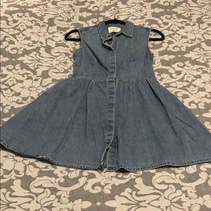 Whoau Denim Fit and Flare Button Down Dress
